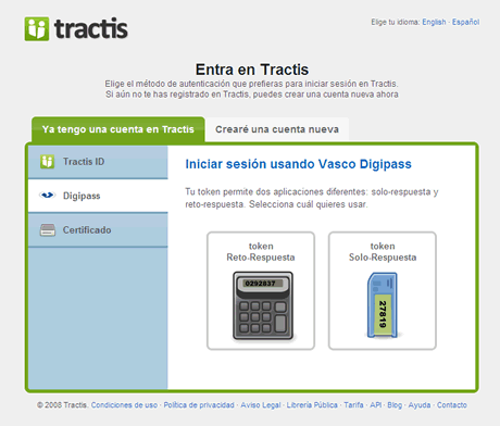 Iniciar sesión con VASCO Digipass