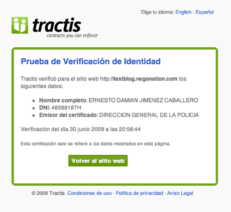 prueba de verificación de identidad