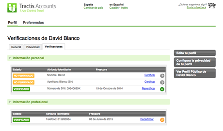 Certificación de atributos identitarios