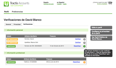 Nivel de garantía de certificación de atributos identitarios